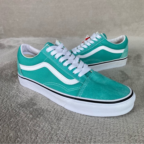 Vans Old Skool Womens Sneakers Size 8 Green White Suede Skate Shoes NEW - Picture 3 of 10